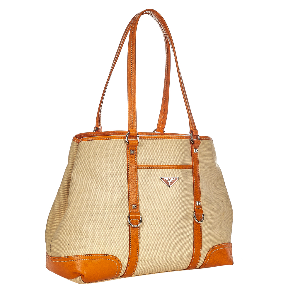 

Prada Beige/Brown Canvas Tote Bag