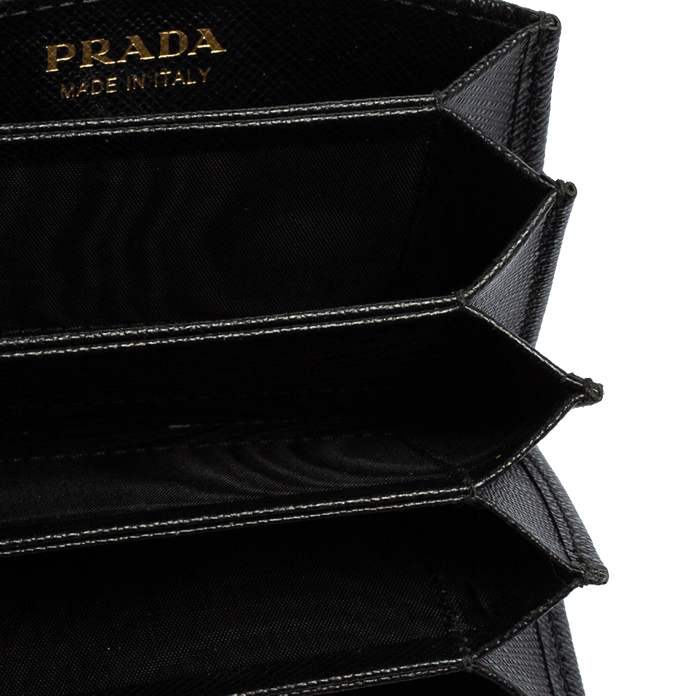 

Prada Black Saffiano Lux Leather Accordion Card Case