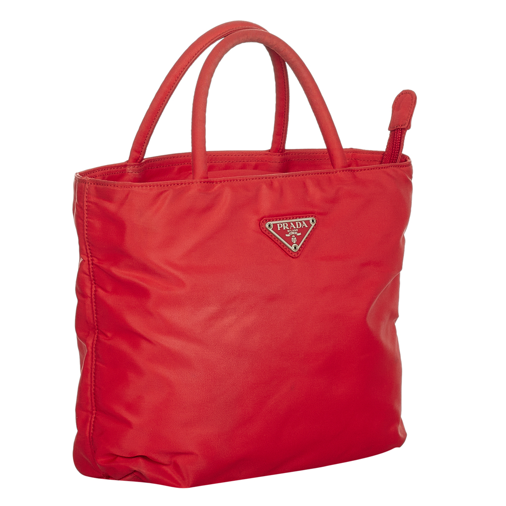 

Prada Red Nylon Tessuto Tote Bag