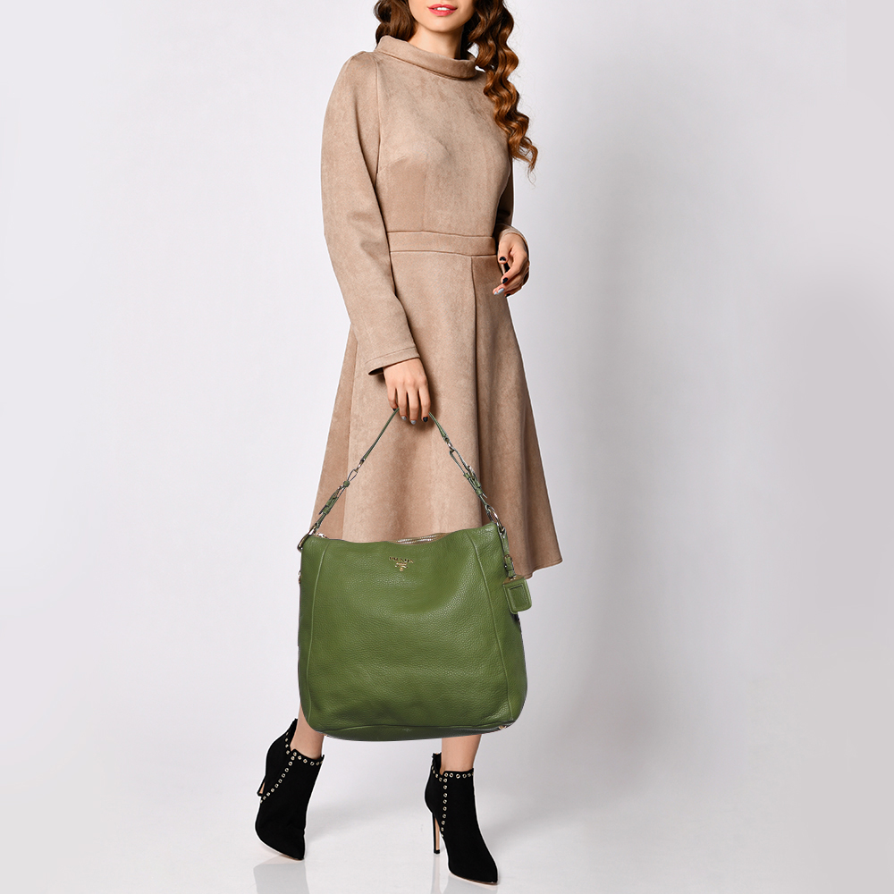 

Prada Green Leather Hobo