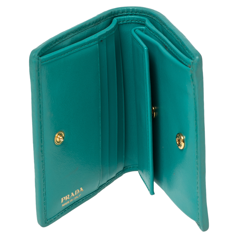 

Prada Green Impunture Leather Bifold Wallet