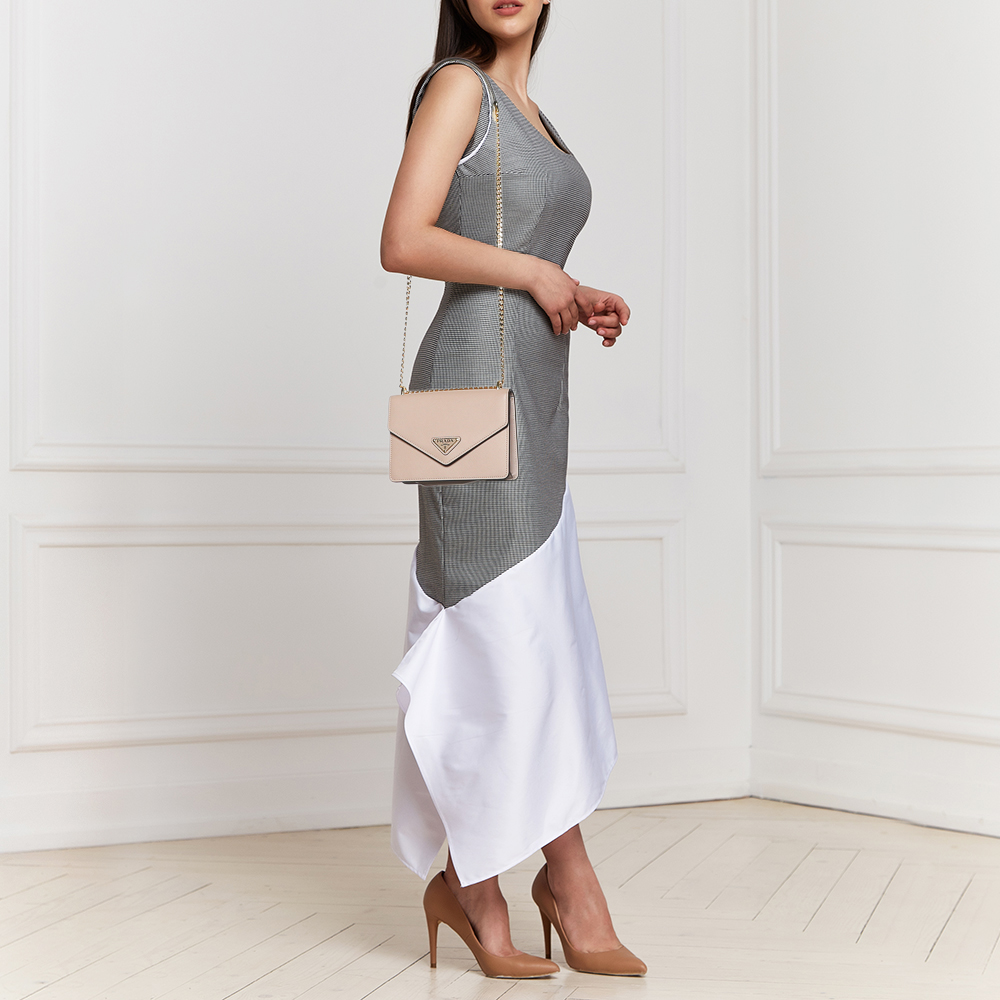 

Prada Beige Saffiano Leather Flap Shoulder Bag
