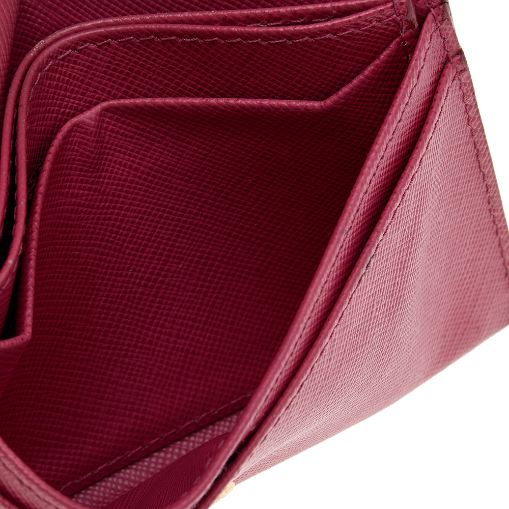 

Prada Pink Saffiano Leather Flap Business Card Holder
