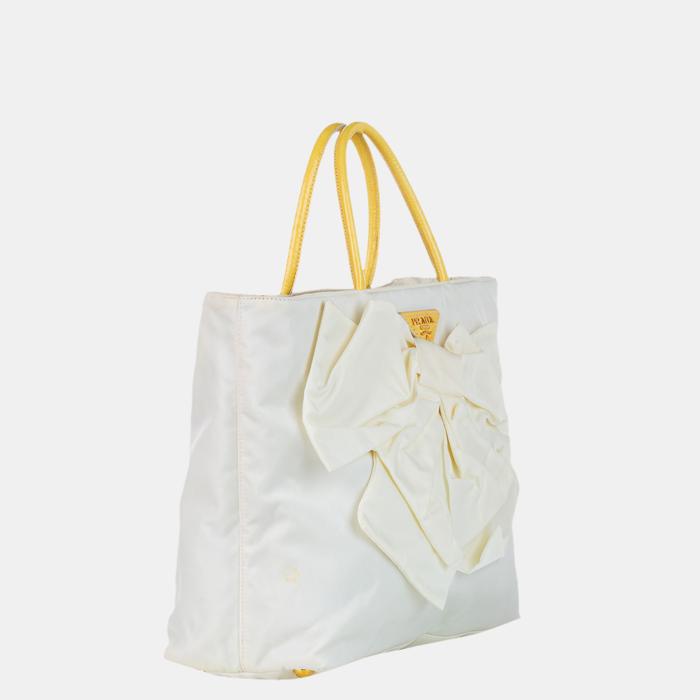 

Prada White Tessuto Bow Tote Bag