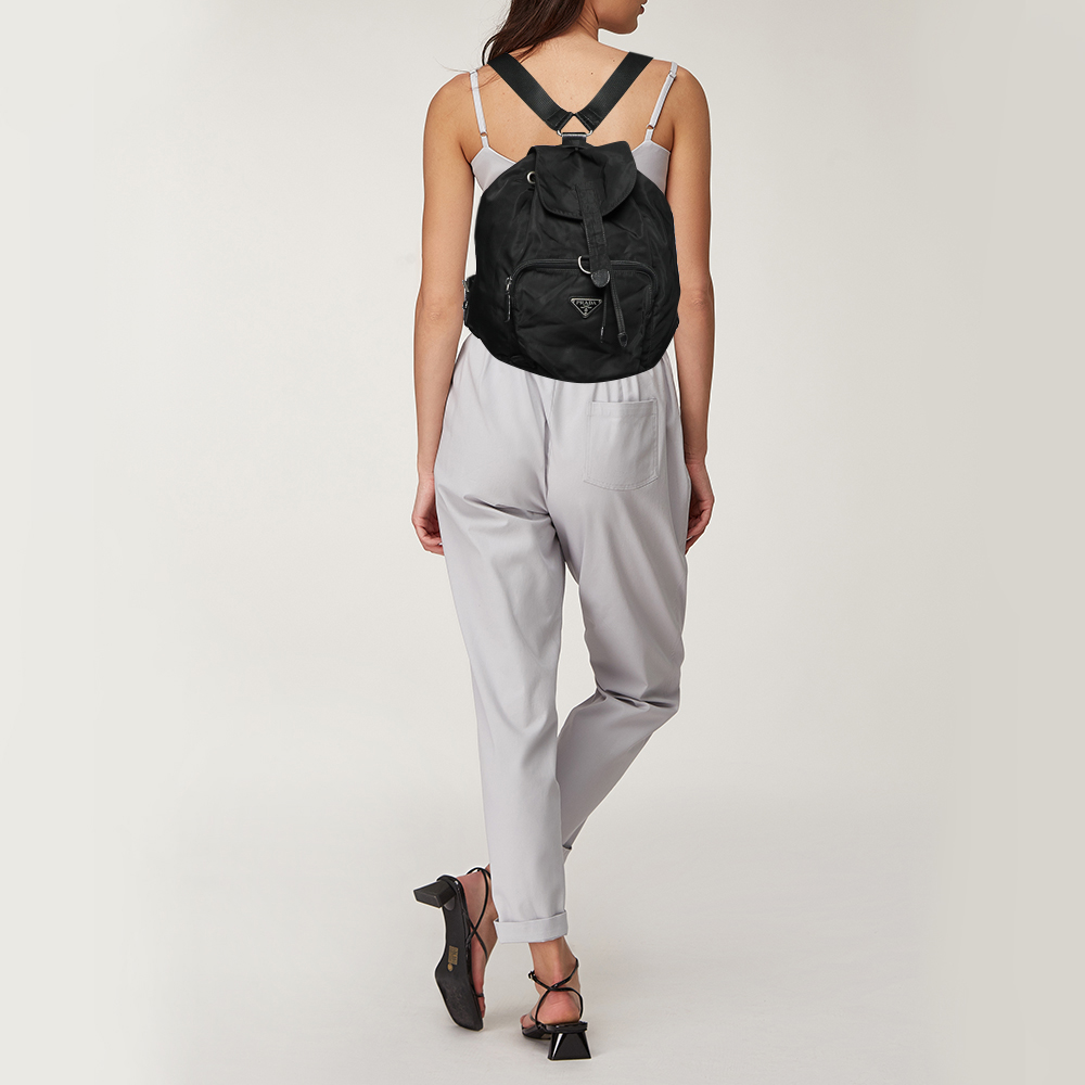 

Prada Black Tessuto Nylon Vintage Drawstring Backpack