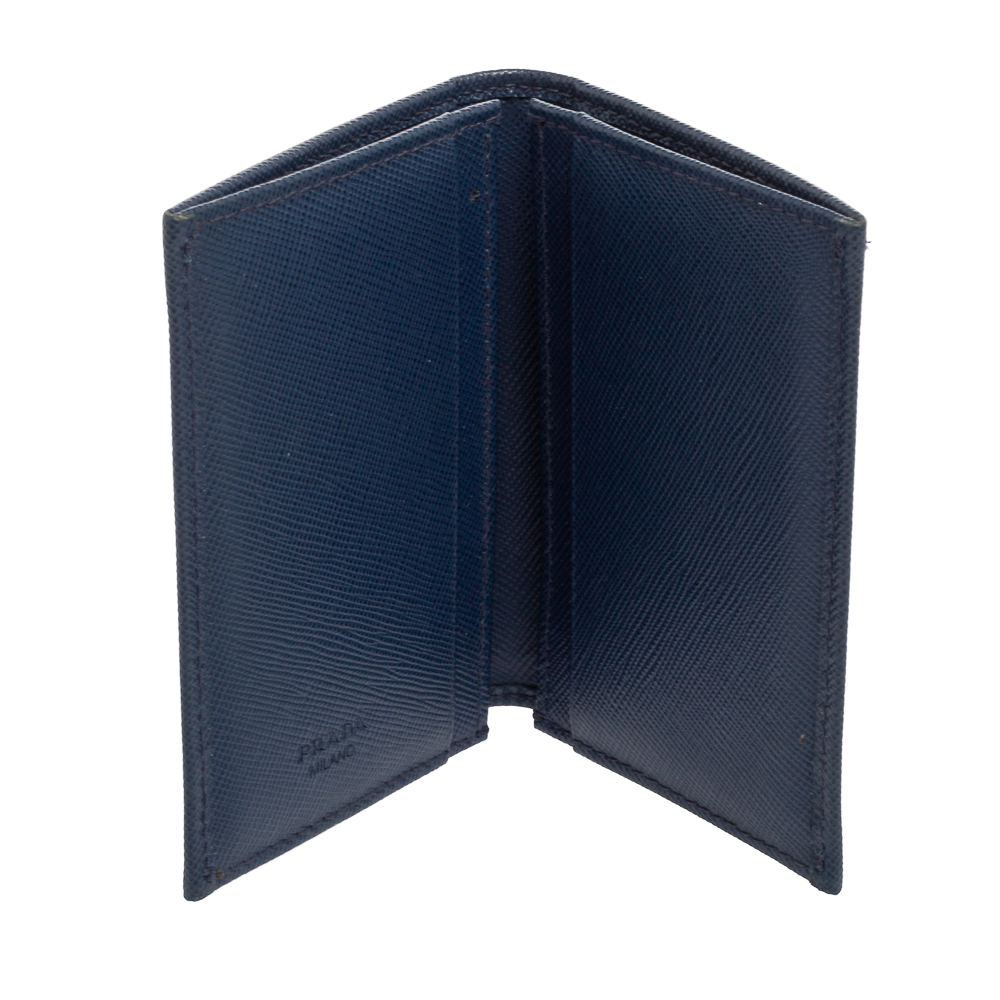 

Prada Blue Saffiano Leather Bifold Card Case