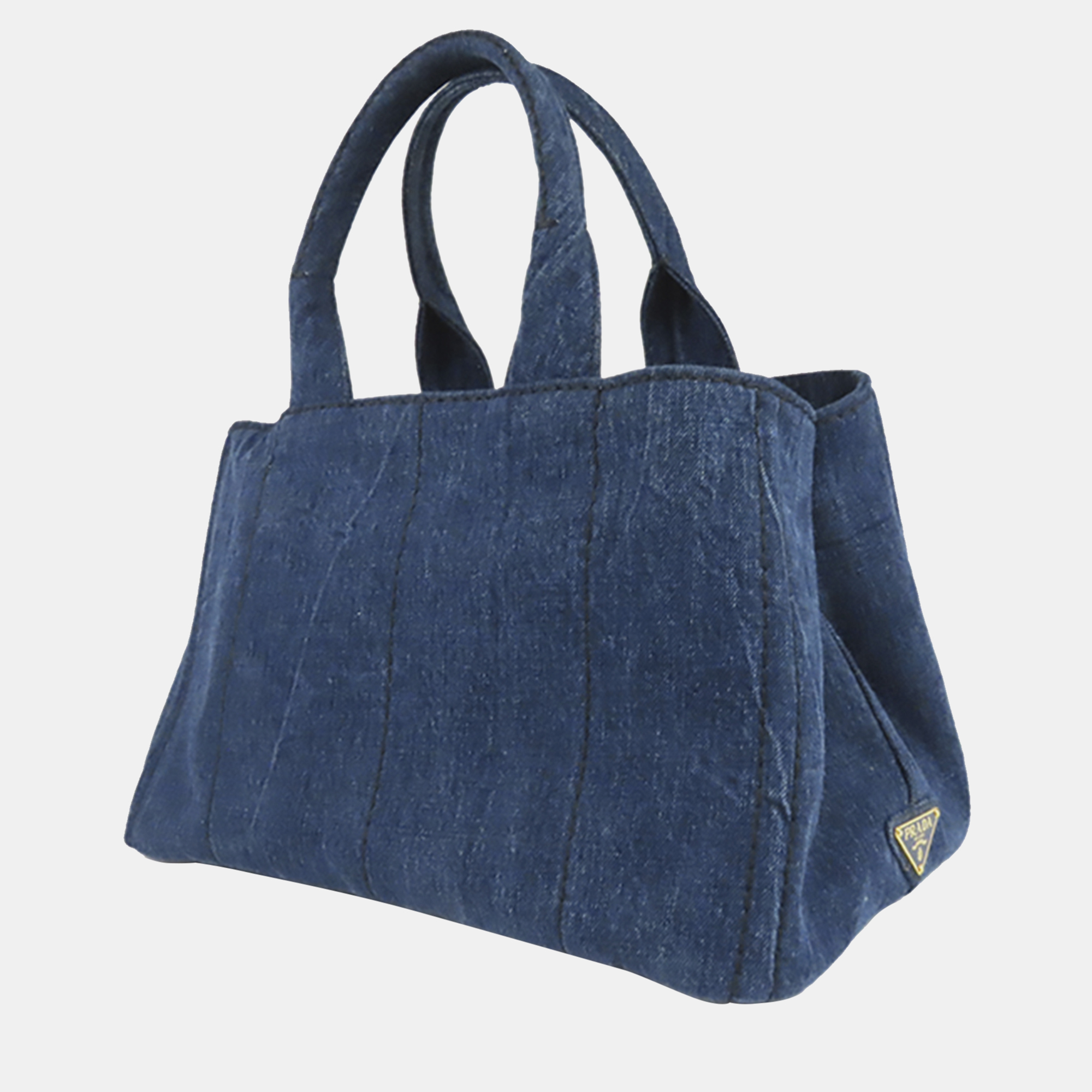 

Prada Blue Canapa Logo Denim Tote Bag