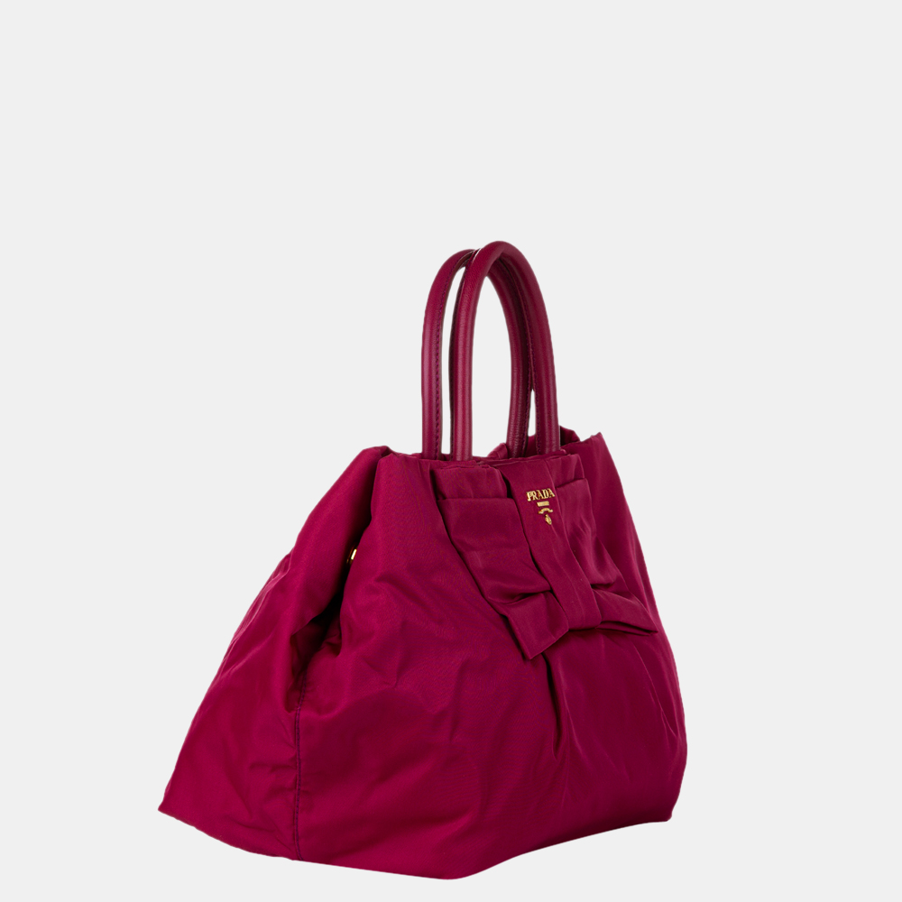 

Prada Red Nylon Tessuto Bow Bag