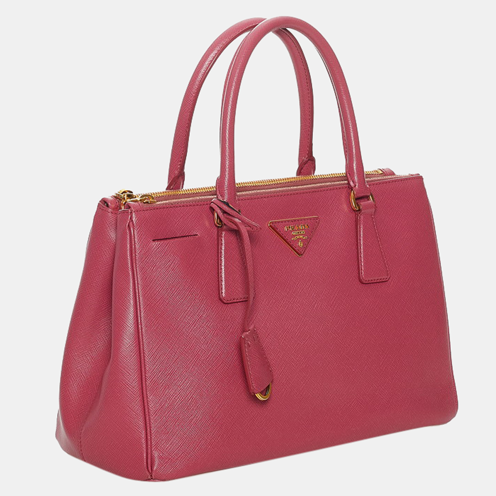 

Prada Pink Saffiano Double Zip Galleria Tote Bag