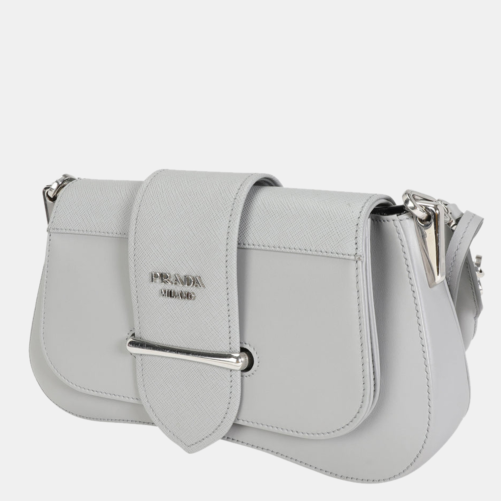 

Prada Grey Calfskin Saffiano Leather Sidonie Shoulder Bag