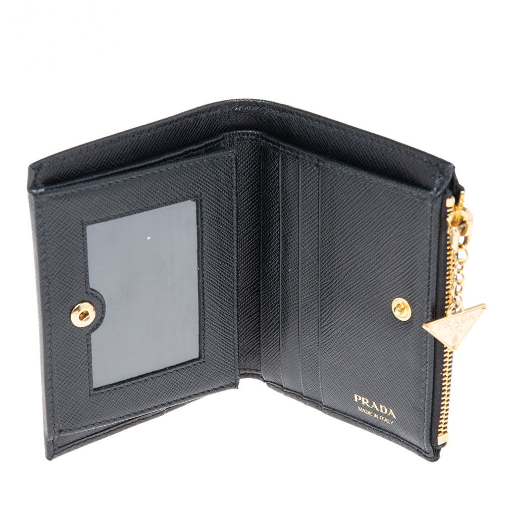 

Prada Black Saffiano Lux Leather Bifold Compact Wallet