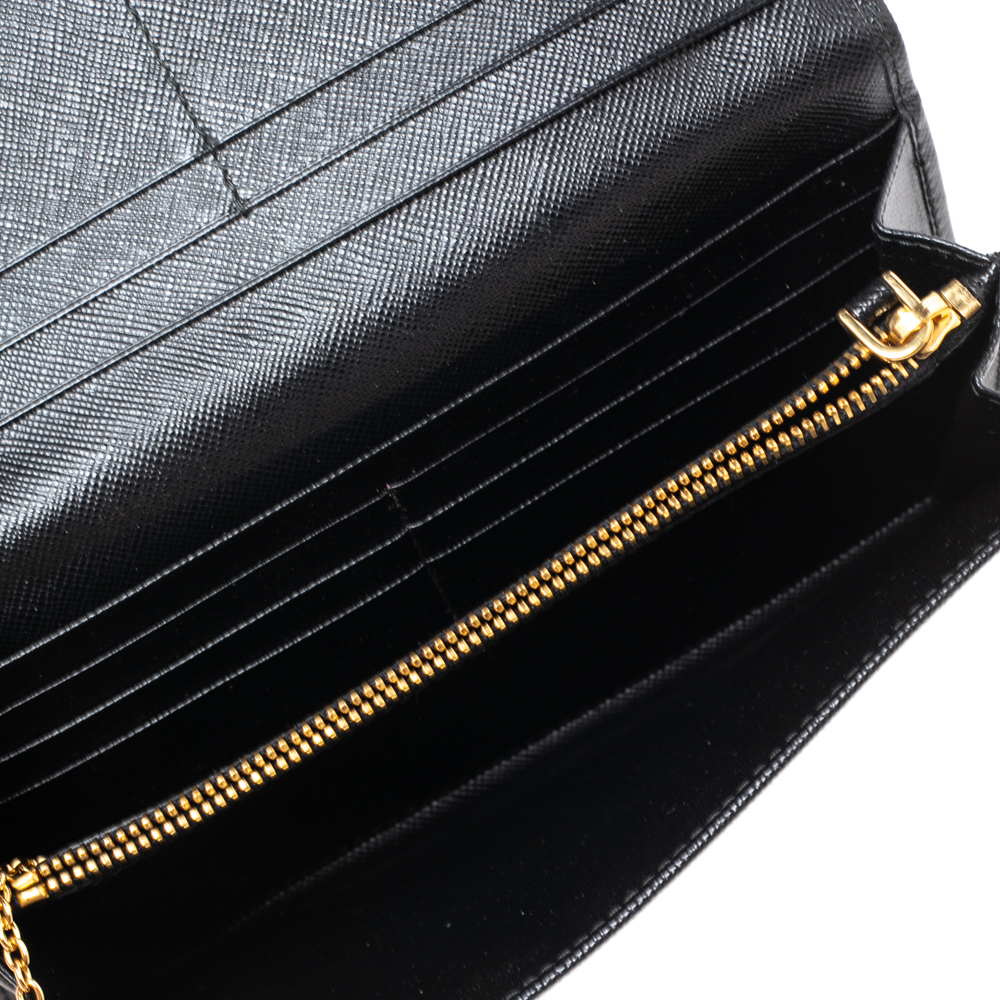 

Prada Black Saffiano Leather Continental Wallet