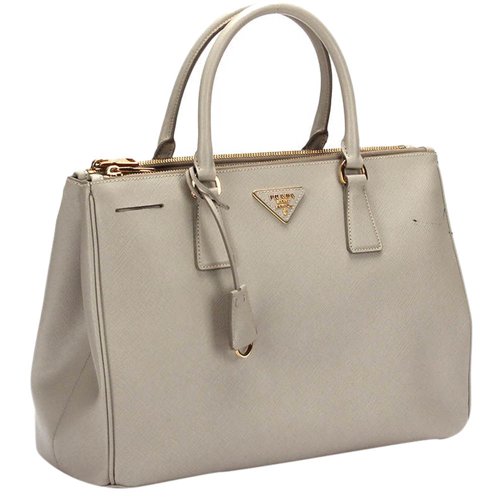 

Prada Beige Saffiano Leather Lux Large Galleria Double Zip Tote Bag