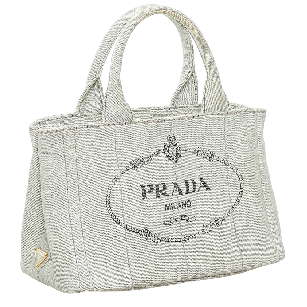 

Prada White Canvas Canapa Logo Tote Bag