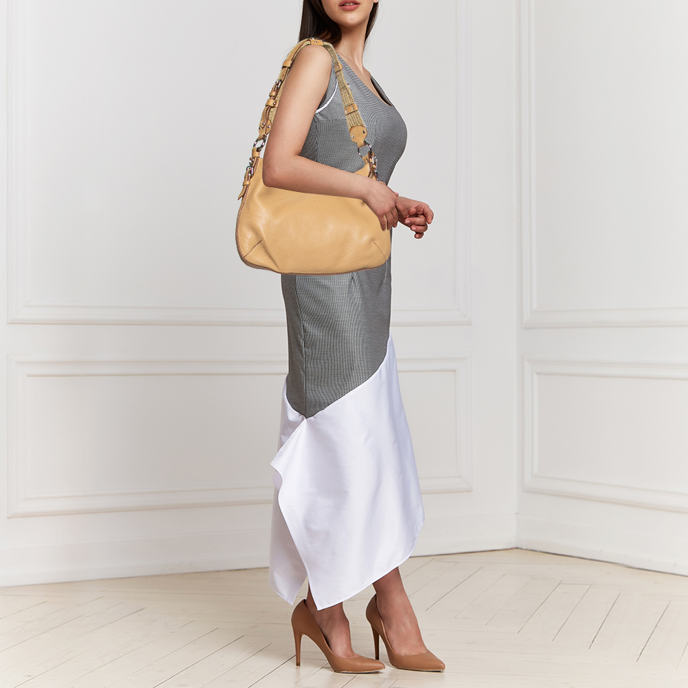 Prada Beige Vitello Daino Leather Hobo