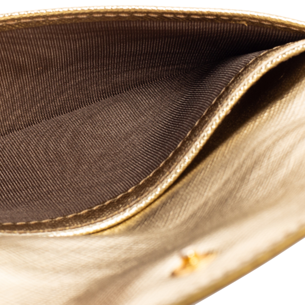 

Prada Gold Saffiano Leather Card Case