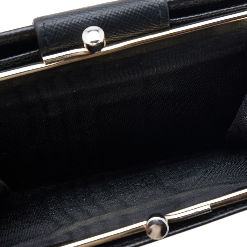 

Prada Black Saffiano Leather Kisslock French Wallet