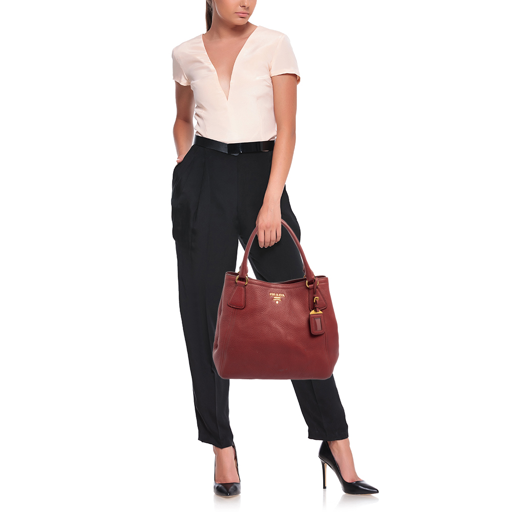 

Prada Maroon Leather Tote, Red
