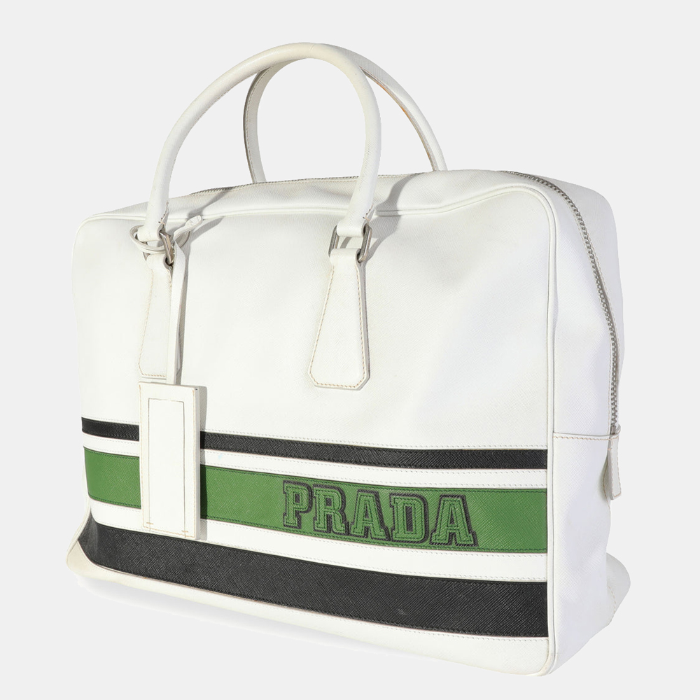 

Prada Multi Saffiano Leather Briefcase, White