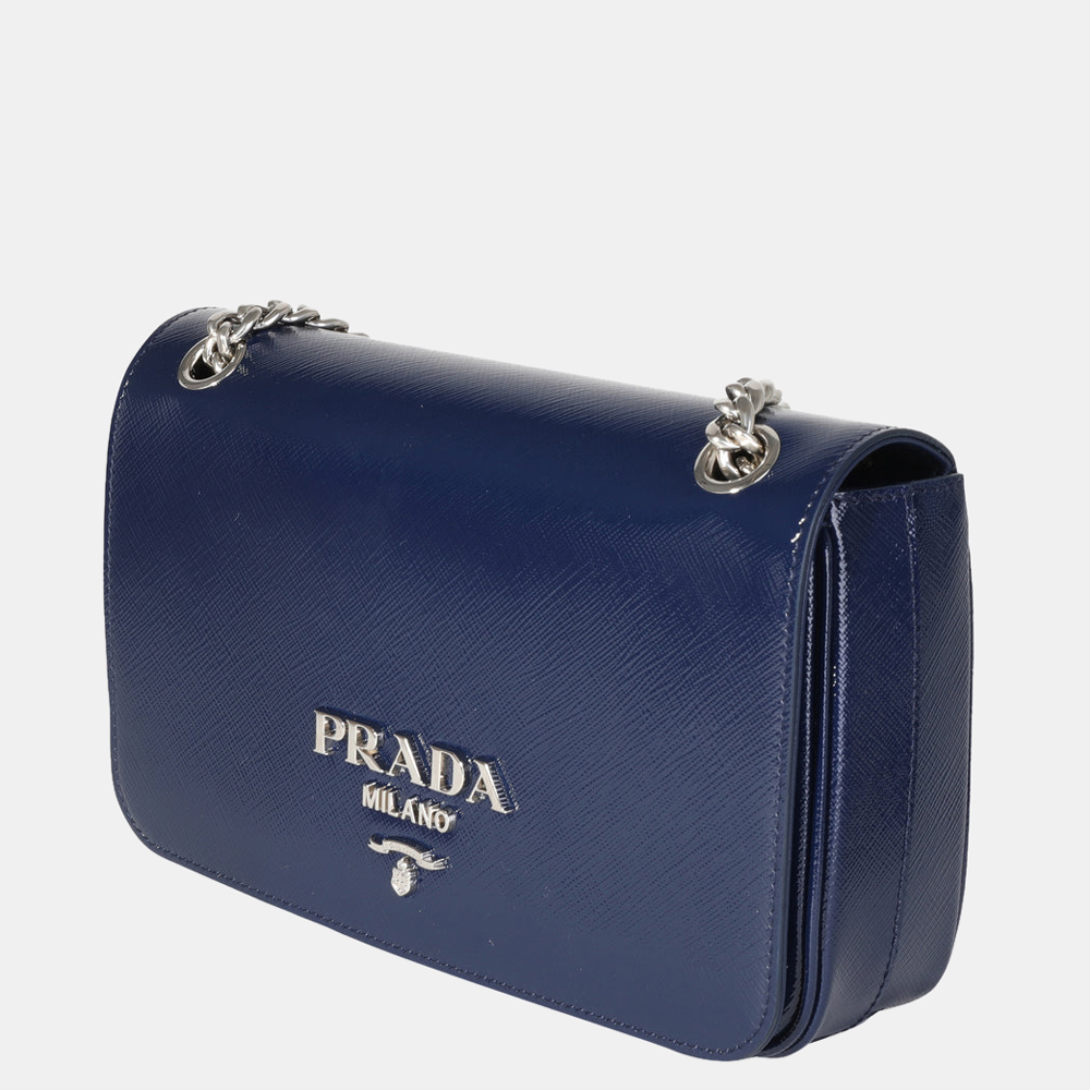 

Prada Blue Saffiano Leather Vernice Shoulder Bag