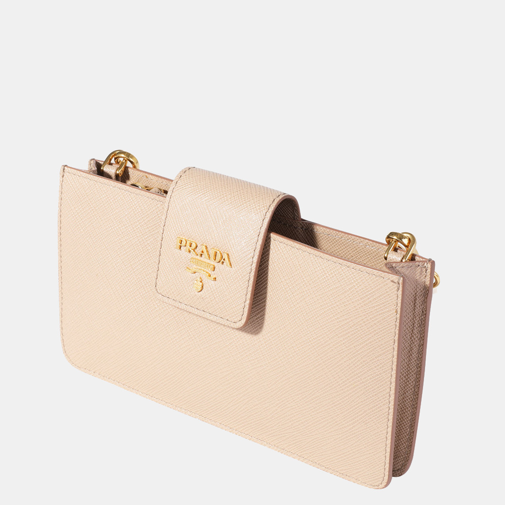 

Prada Beige Saffiano Leather Chain Crossbody Bag