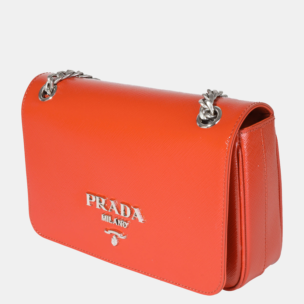 

Prada Orange Saffiano Leather Vernice Shoulder Bag
