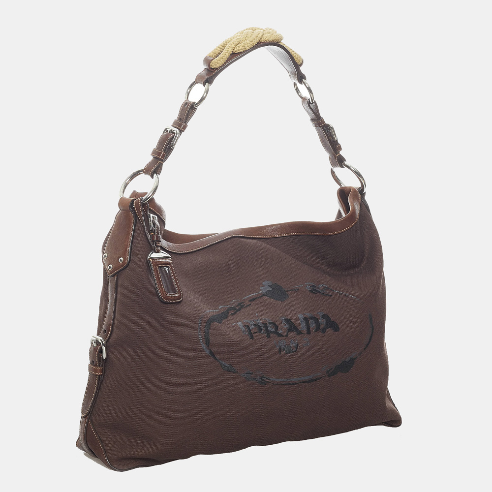 

Prada Brown Canapa Logo Nylon Shoulder Bag