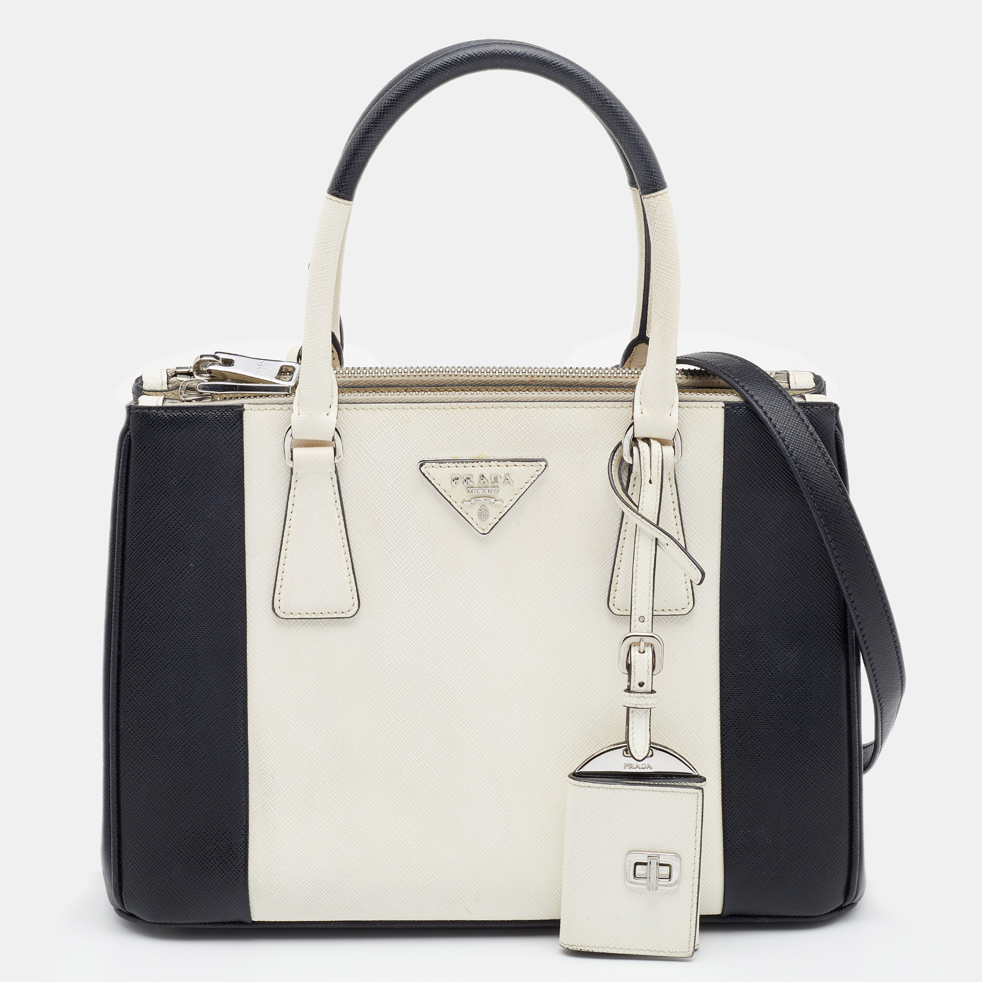 Prada Saffiano Lux Leather Small Zip Tote Bag