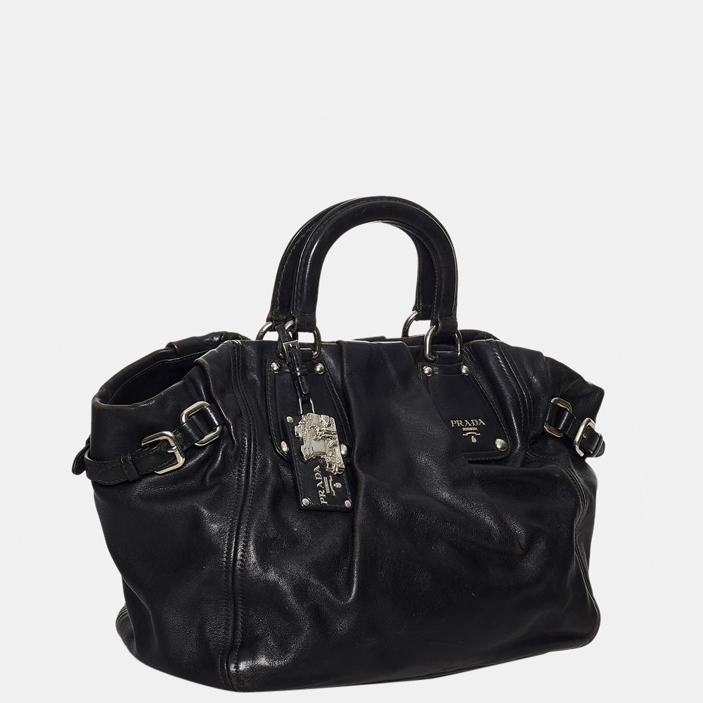 

Prada Black Vitello Daino Satchel
