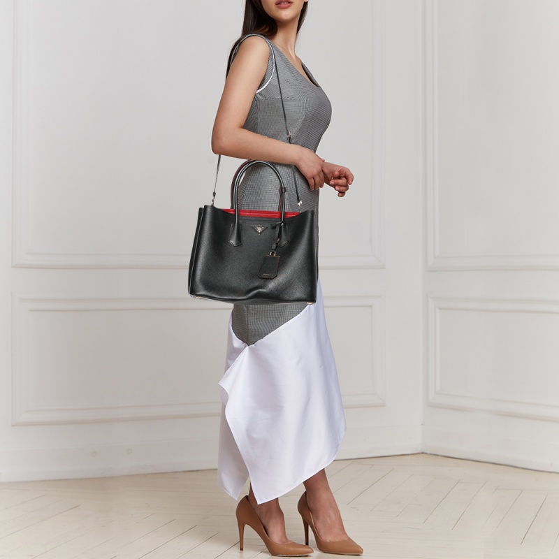 

Prada Black Saffiano Leather Medium Double Handle Tote