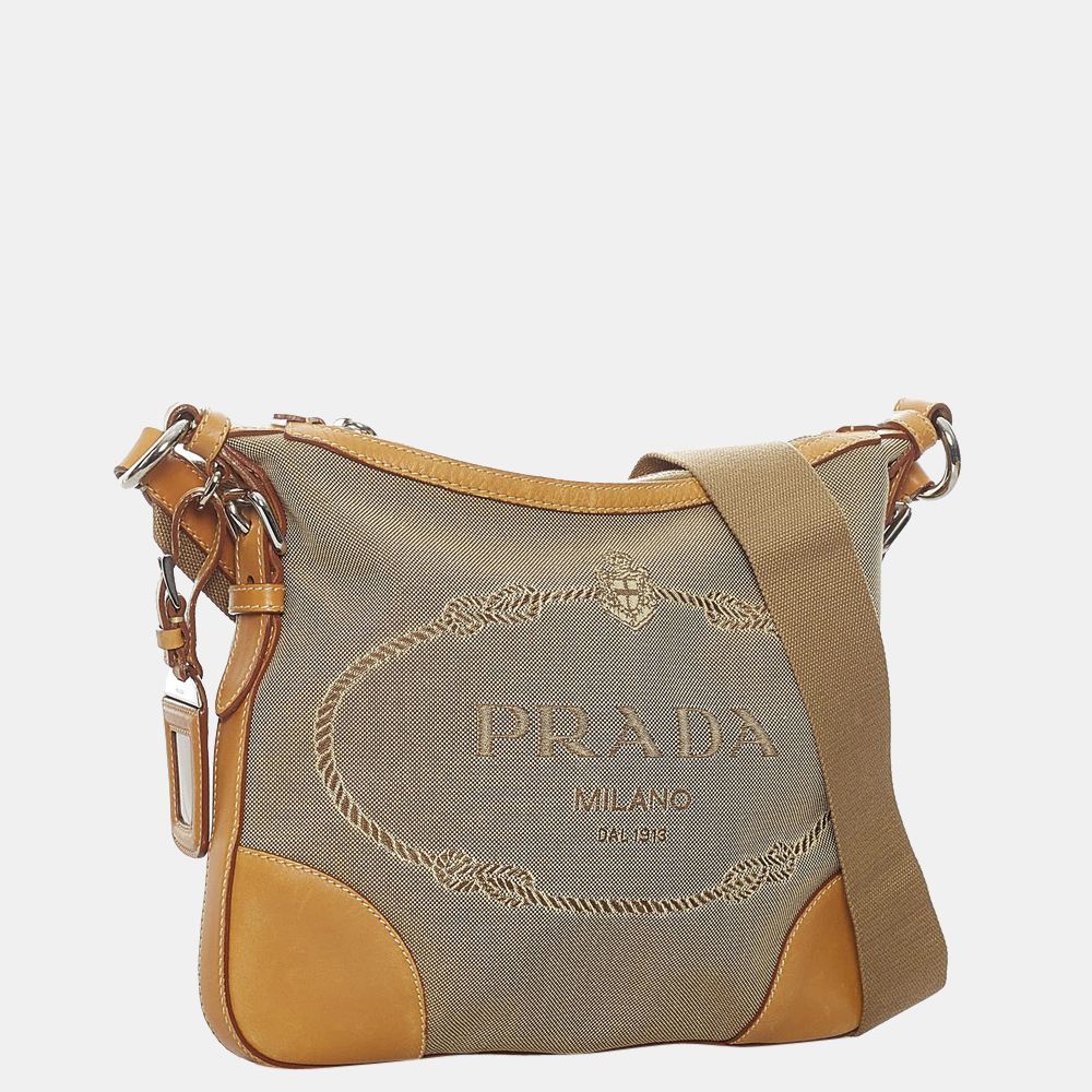 

Prada Brown Canapa Canvas Crossbody Bag