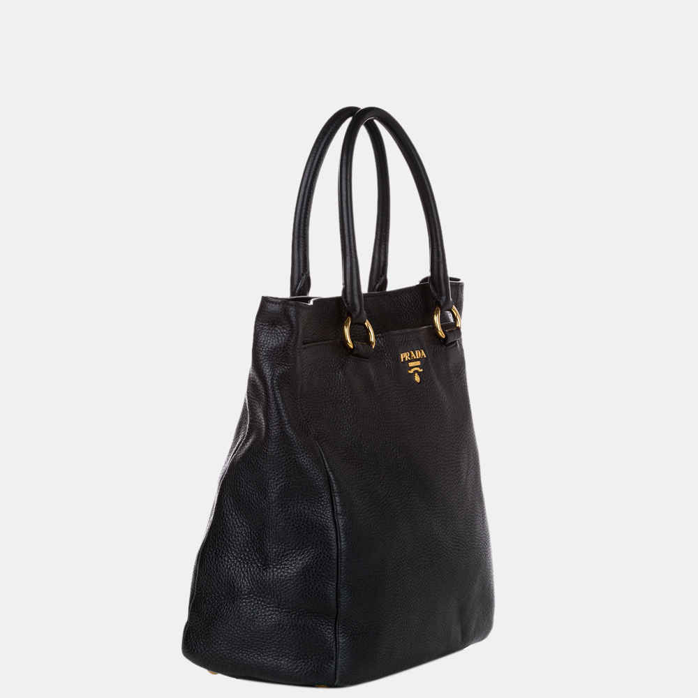 

Prada Black Vitello Daino Satchel