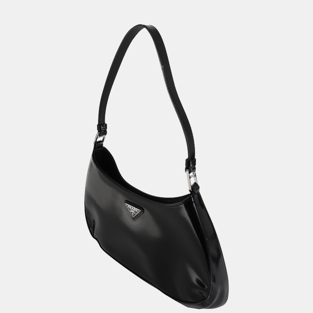 

Prada Black Leather Brushed Cleo Shoulder Bag