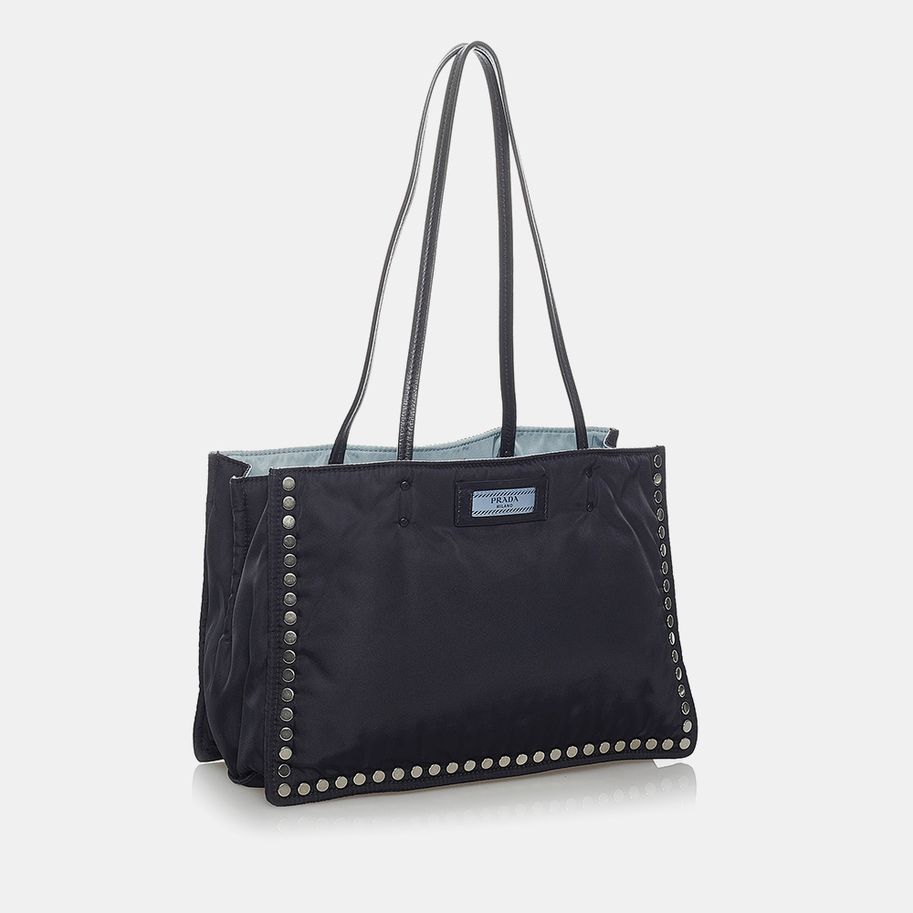 

Studded Tessuto Etiquette Tote Bag, Black