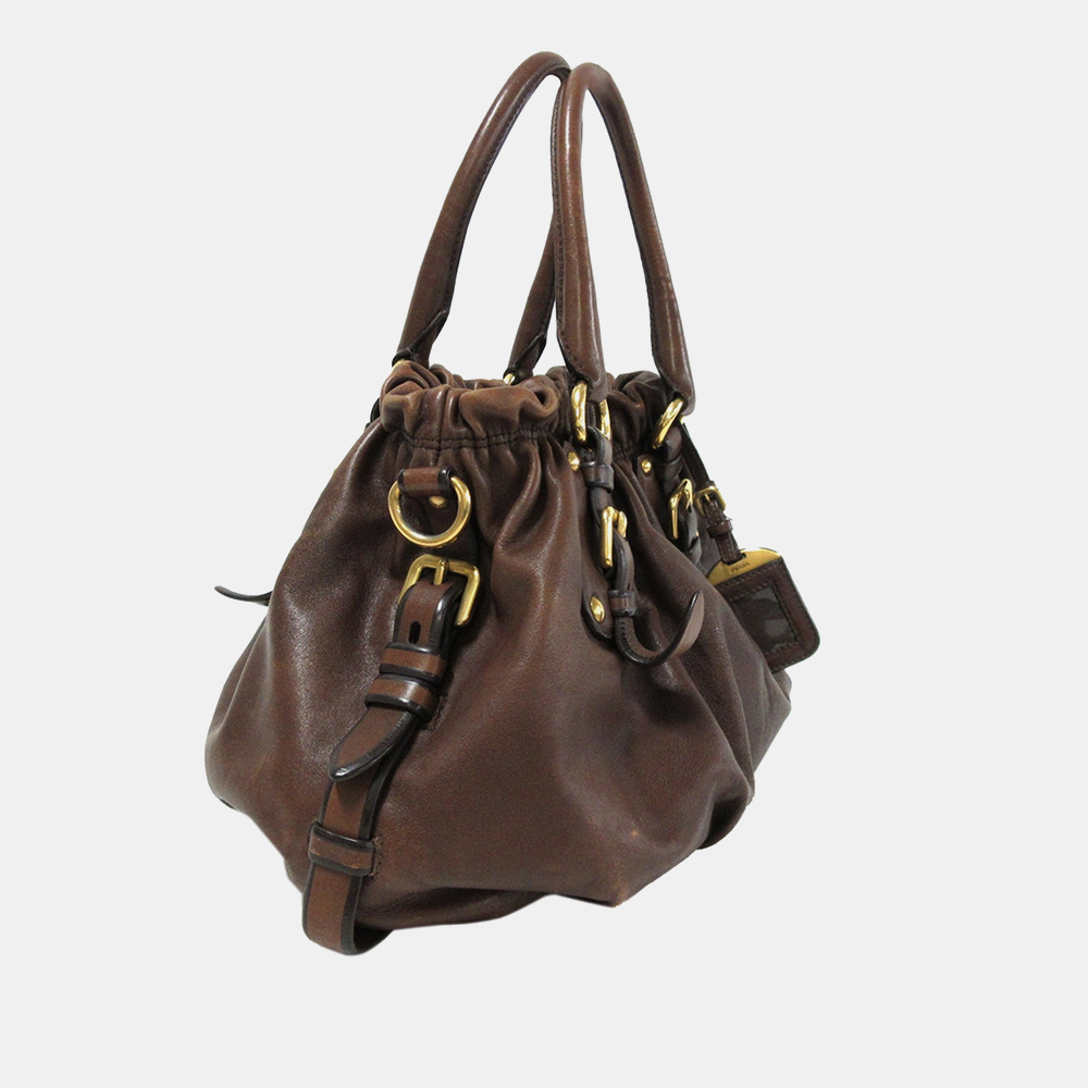 

Prada Brown Vitello Daino Satchel
