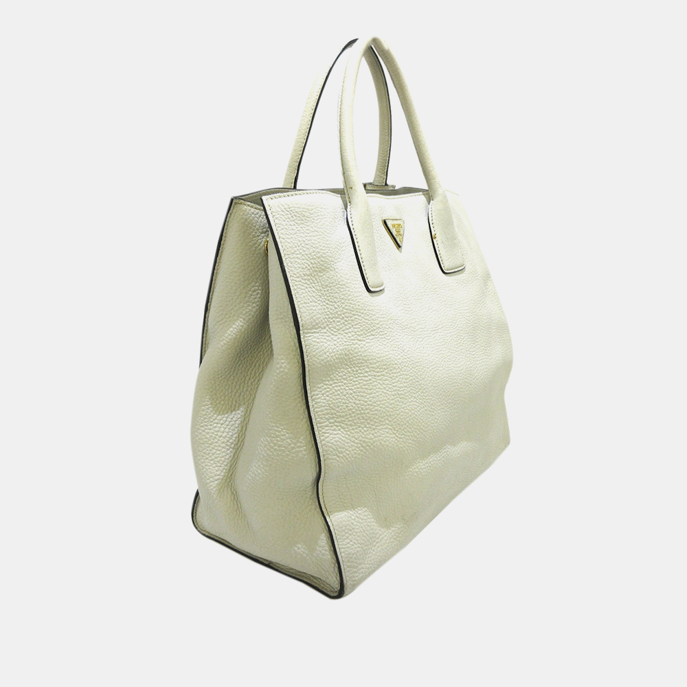 

Prada White Vitello Daino Tote Bag