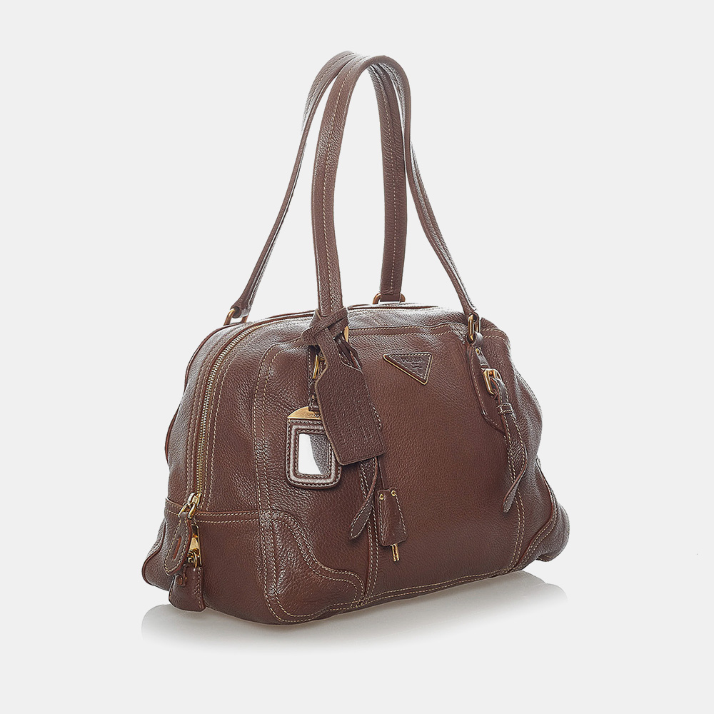 

Prada Brown Vitello Daino Satchel