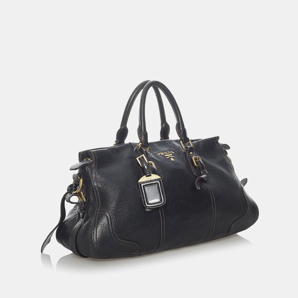

Prada Black Vitello Daino Satchel