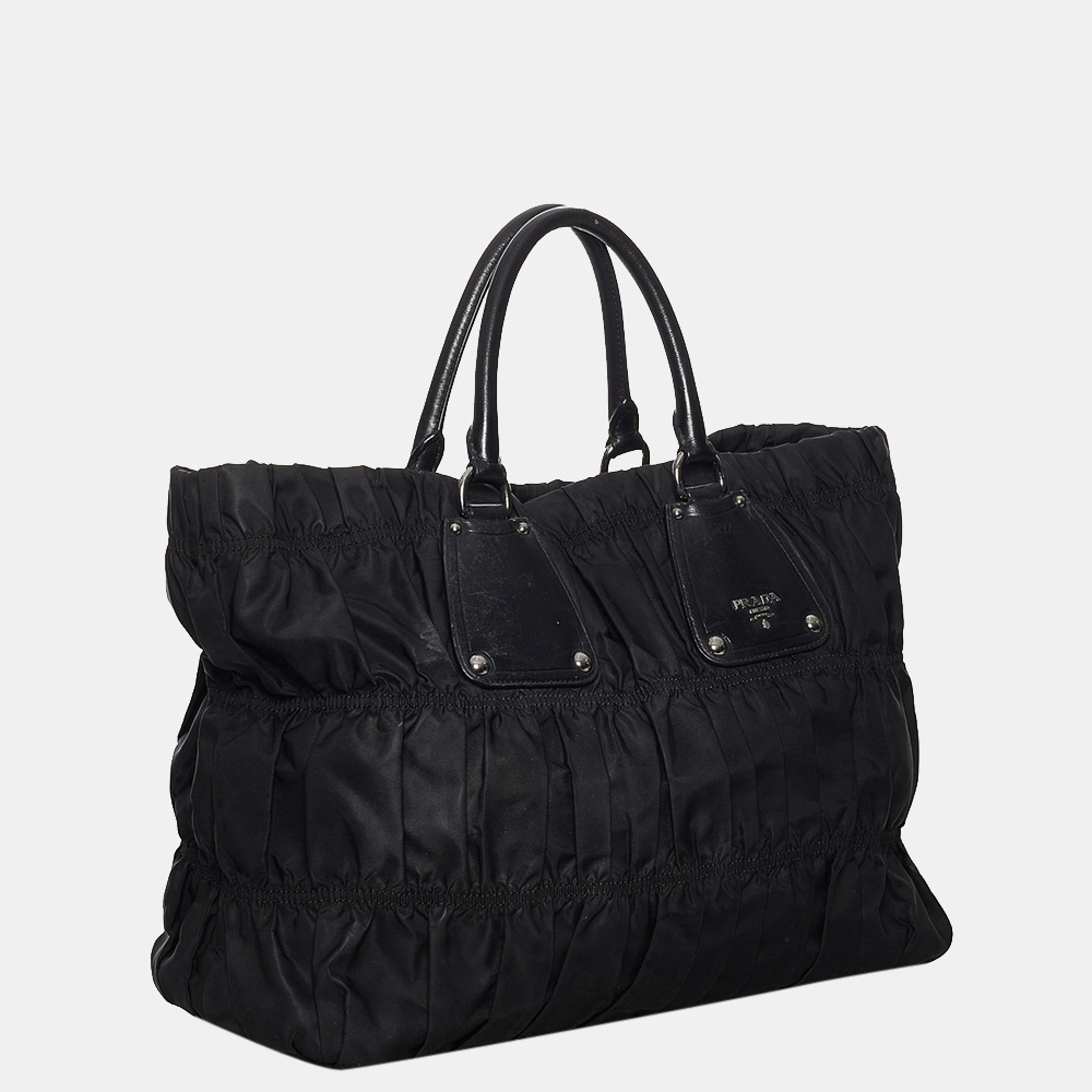 

Prada Black Tessuto Gaufre Tote Bag