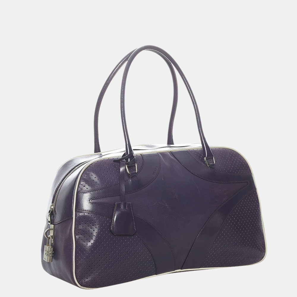 

Prada Purple Vitello Drive Leather Handbag