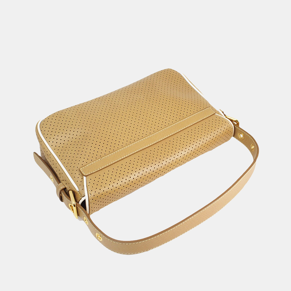 

Prada Brown Perforated Saffiano Baguette
