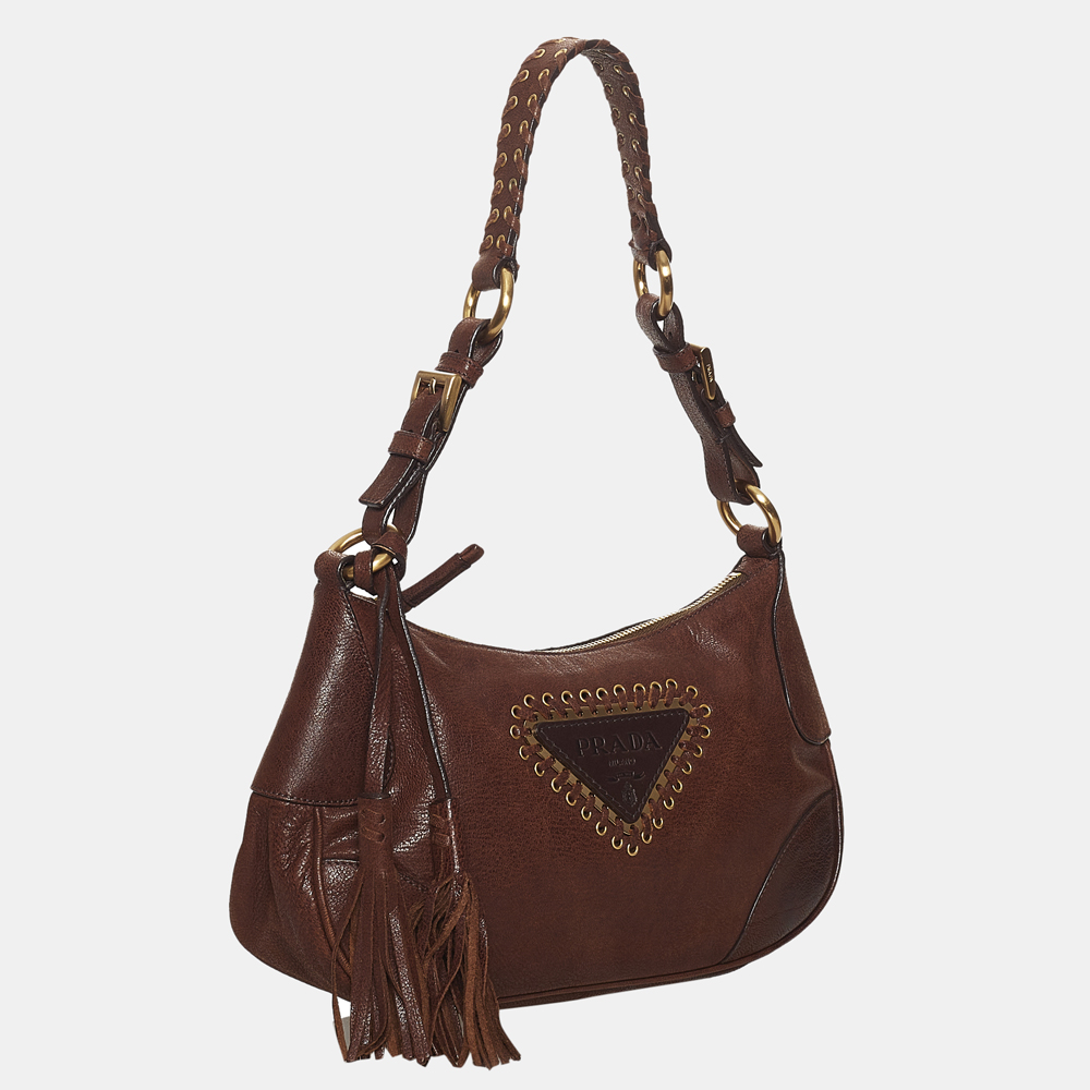 

Prada Brown Tassel Leather Shoulder bag