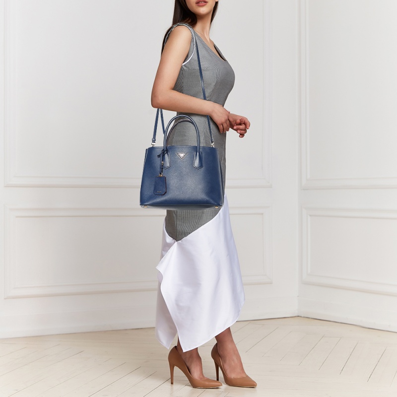 

Prada Navy Blue Saffiano Leather Shopping Tote