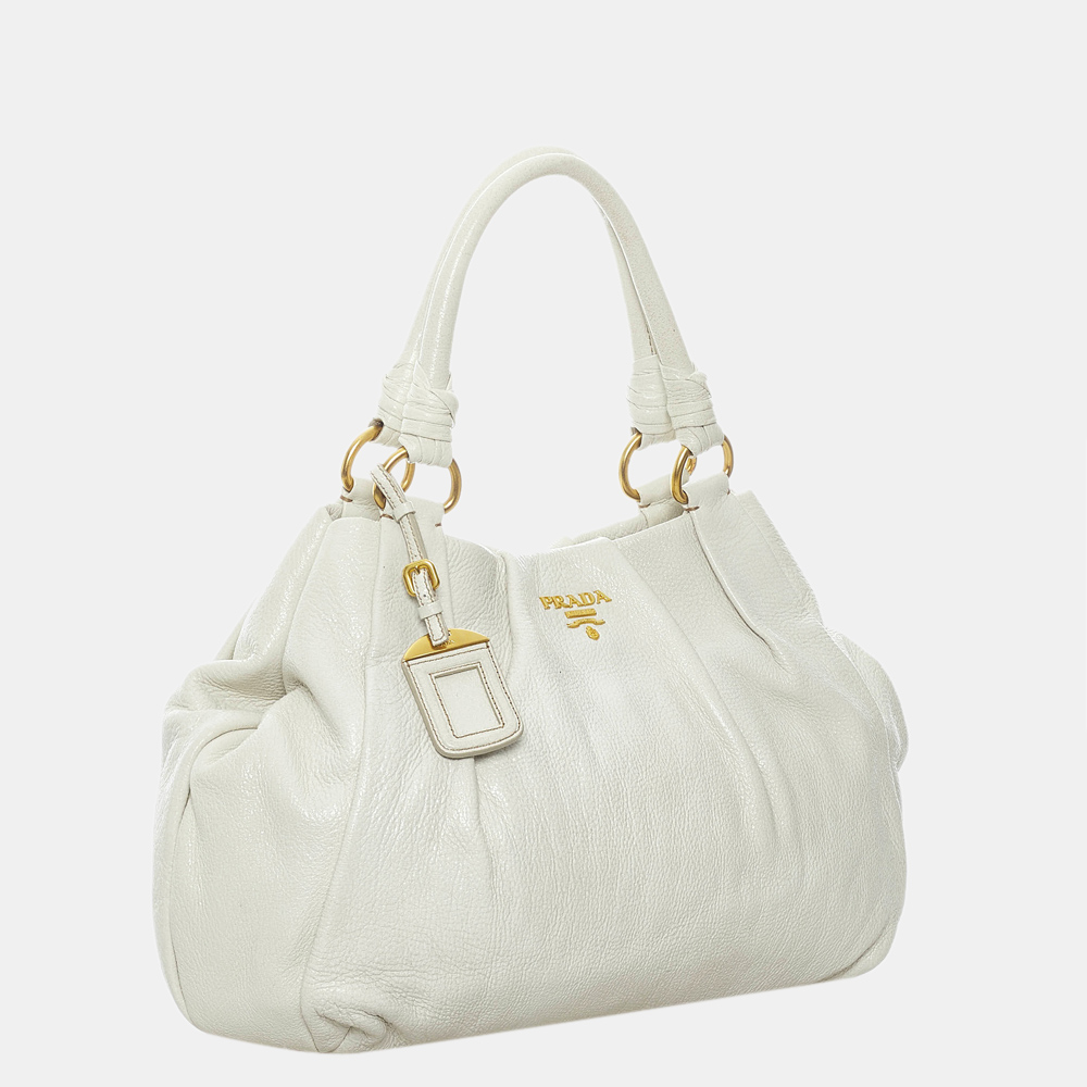 

Prada WhiteVitello Daino Tote Bag, White