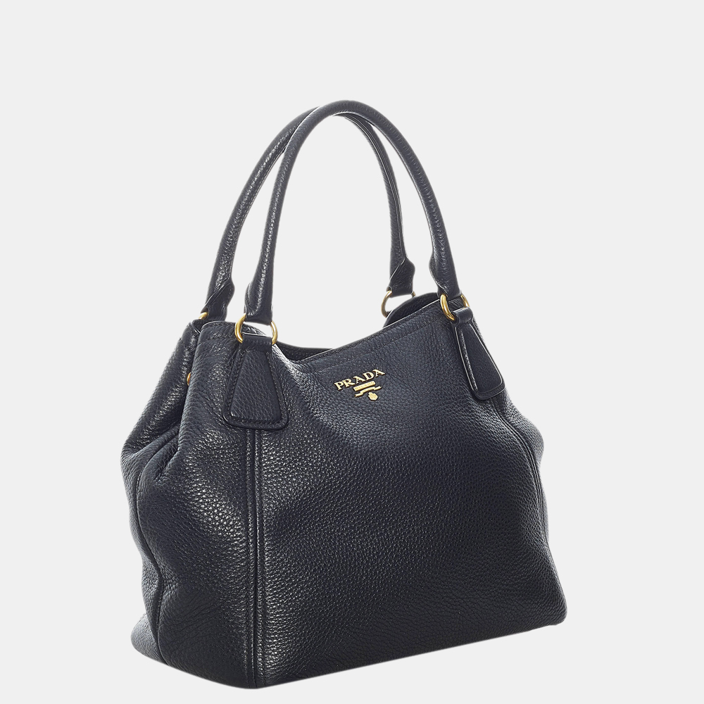 

Prada Black Vitello Daino Satchel