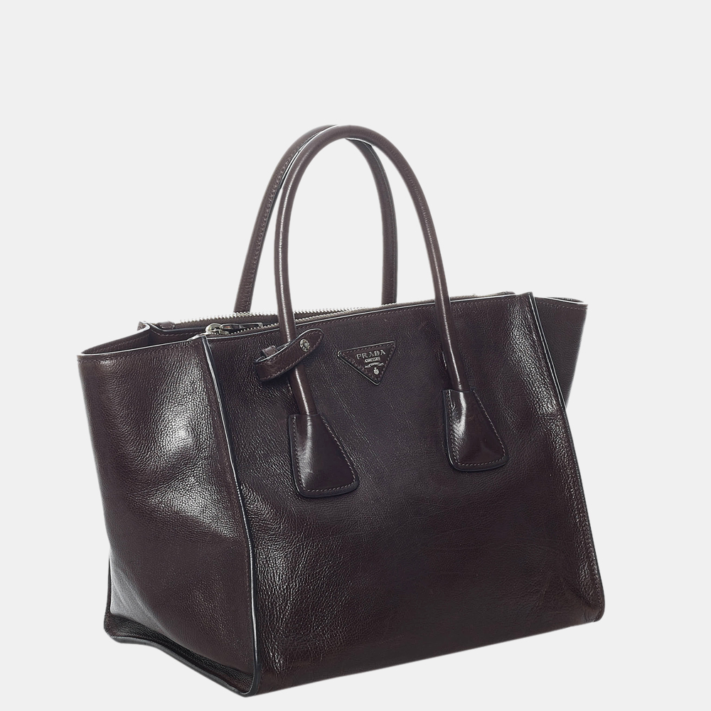 

Prada Brown Twin Pocket Leather Satchel