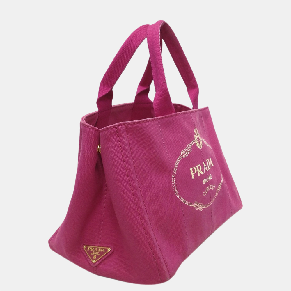 

Prada Pink Canapa Logo Canvas Handbag