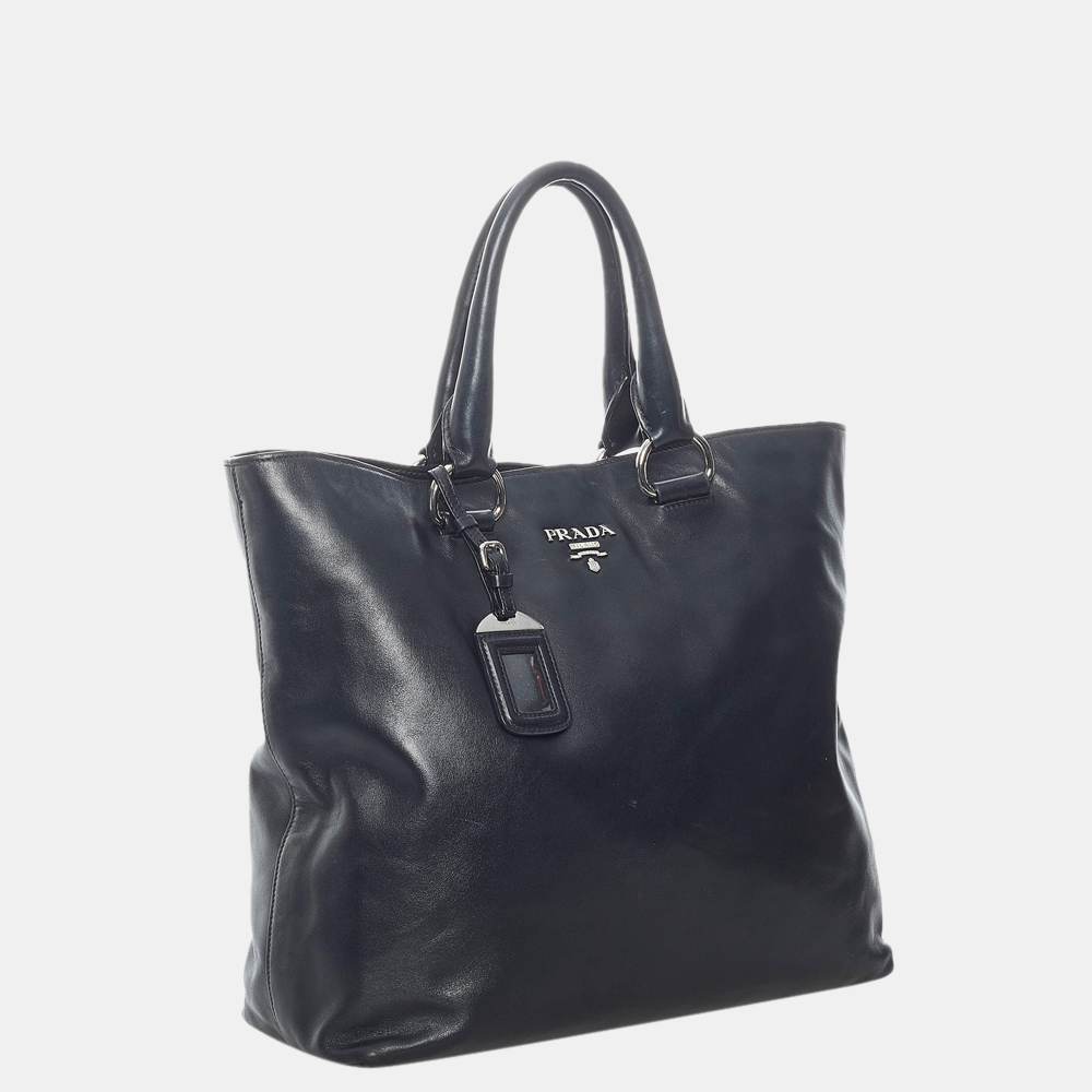 

Prada Black Vitello Daino Satchel