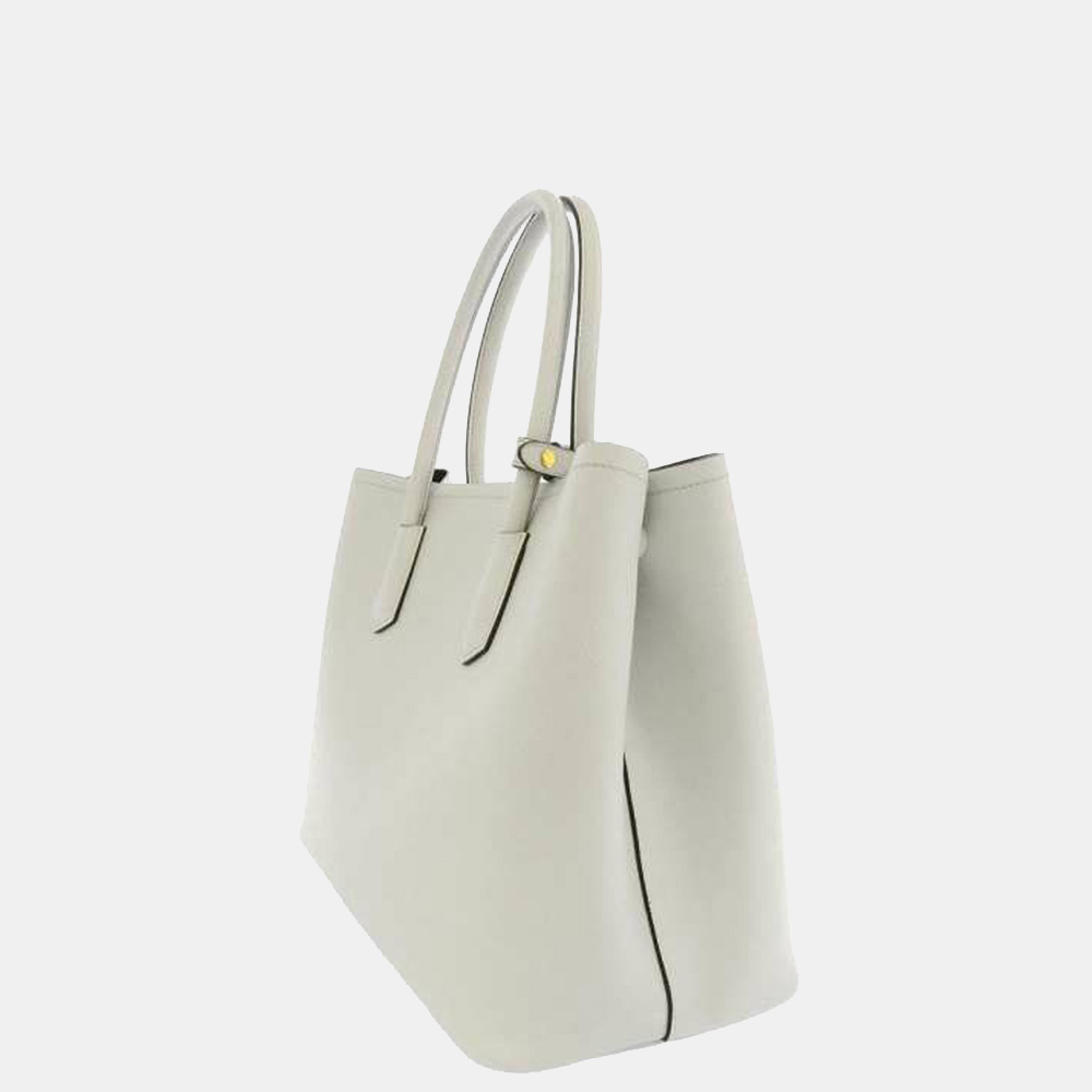 

Prada White Saffiano Cuir Double Satchel