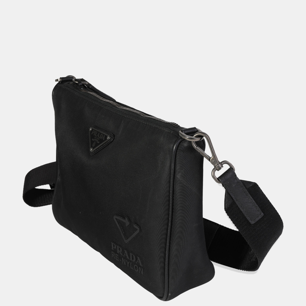 

Prada Black Re-Nylon Saffiano Leather Trim Shoulder Bag